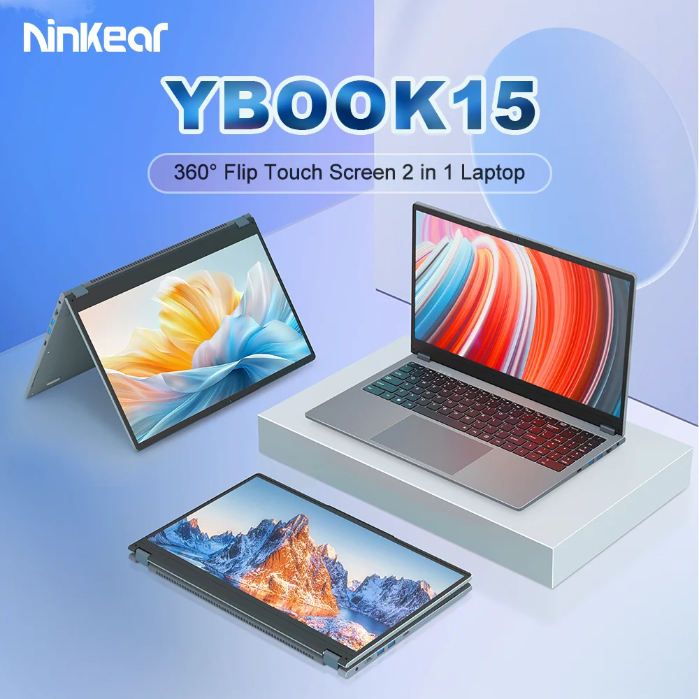 Ninkear YBOOK15 Laptop AMD Ryzen 3 3200U 15.6 Inch 360° Flip FHD IPS 1920*1080 Touchscreen 16G+512GB Backlit Keyboard Windows 11
