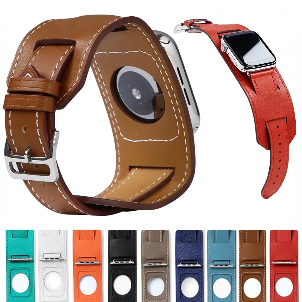 Cow Leather Strap for Apple Watch Band 45mm 41mm 49mm 44mm 46mm 42mm 38mm Bracelet  band for iWatch Ultra 10 9 8 7 6 5 3 SE Belt