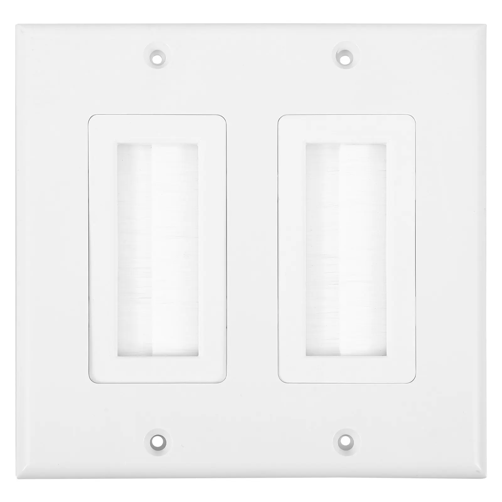 Double Port Multimedia Brush Wall Panel Socket Solder Free Installation Cable Management Pass Through Cover Plate Cord Hider