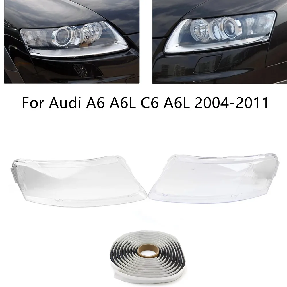 Paar Scheinwerferabdeckungen für Audi A6 C6 2004-2011 Scheinwerferglas Scheinwerferabdeckung Lampenschutzschale