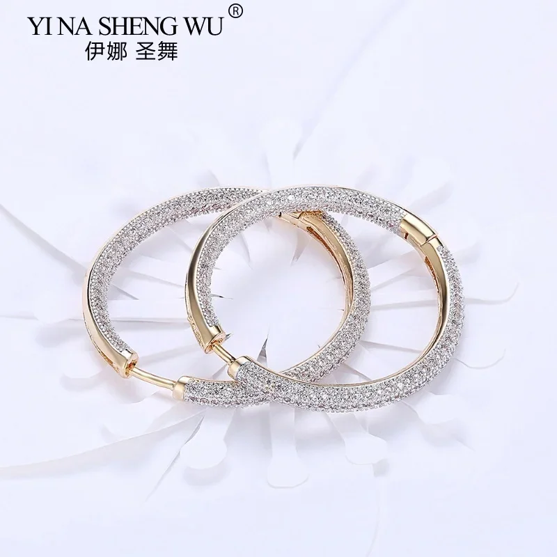 أقراط نسائية فضية مستديرة من الماس أقراط بسيطة، مجوهرات عصرية لحفلات الزفاف وأعياد الميلاد #3