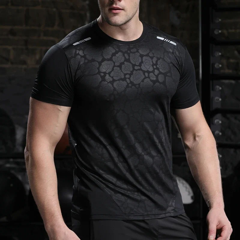 Men Running Compression T-shirt Dry Fit Short Sleeve Sport Tees Male Gym Fitness Jogging Sweatshirt Homme Athletic Shirt Tops