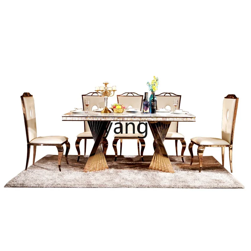 XYY light luxury dining table and chair combination household small apartment rectangular marble dining table