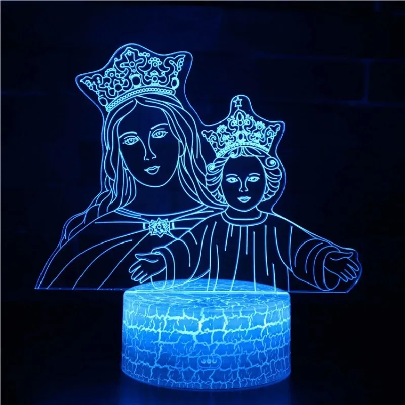 LED nightlight 16-ribbon remote control table lamp of the Virgin Mary of Jesus creative gifts 3d nightlight home furnishings