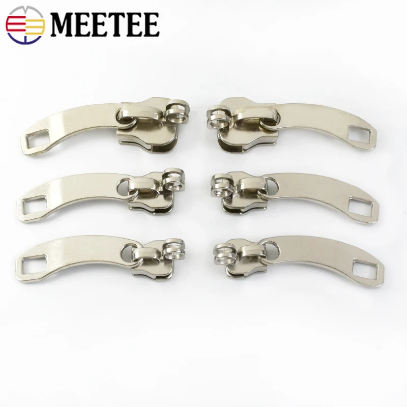 Meetee 2/5/10Pairs 5# 8# 10# Double Zipper Sliders with Lock Hole for Nylon Zippers Puller Repair Kit DIY Sewing Accessories