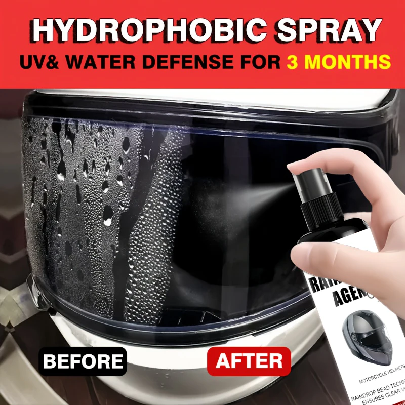 High-Quality Spray Coating for Motorcycle Helmets - Uv Protection Against Water Molecules and Waterproof Treatment, Rain Bead Technology, Ensures Clear Vision, Universal Liquid Wax Coating, Anti-Fog Agent
