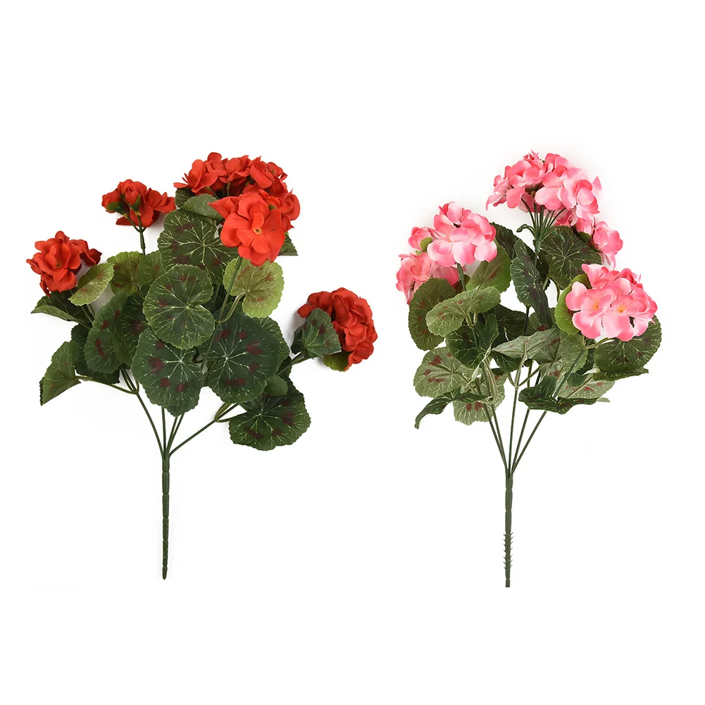 Artificial Geranium Silk Fake Flowers Red Pink Without Pot Flowers Plant Artificial Flower Office Wedding Decoration Home Decor