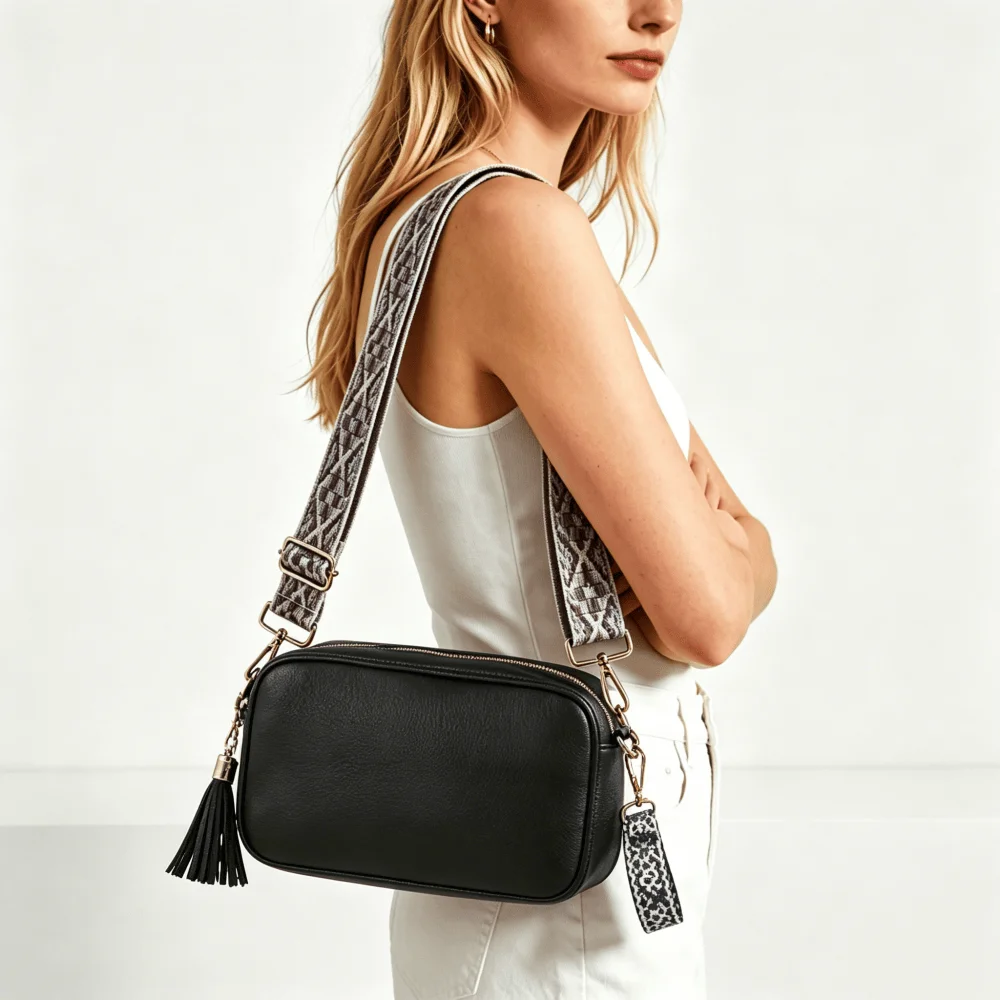 

1 PC Ladies' Single-shoulder Bag PU Leather Waterproof Makeup Travel Toiletry Storage Adjustable Checkered Shoulder Strap