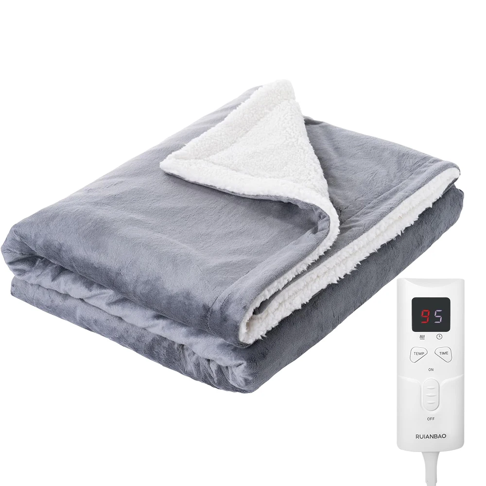 Heizdecke, Überwurf, Flanell-Heizdecke, Decke mit 9 Heizstufen und 5-Stunden-Auto-Off-Timer, maschinenwaschbar, elektrisch