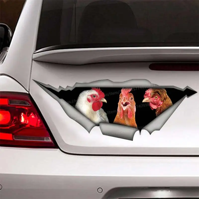 

Funny Brown chickens Car Stickers Waterproof Vinyl Decal on Bumper Rear Window Laptop Farm Decal For Car Accessories SH30