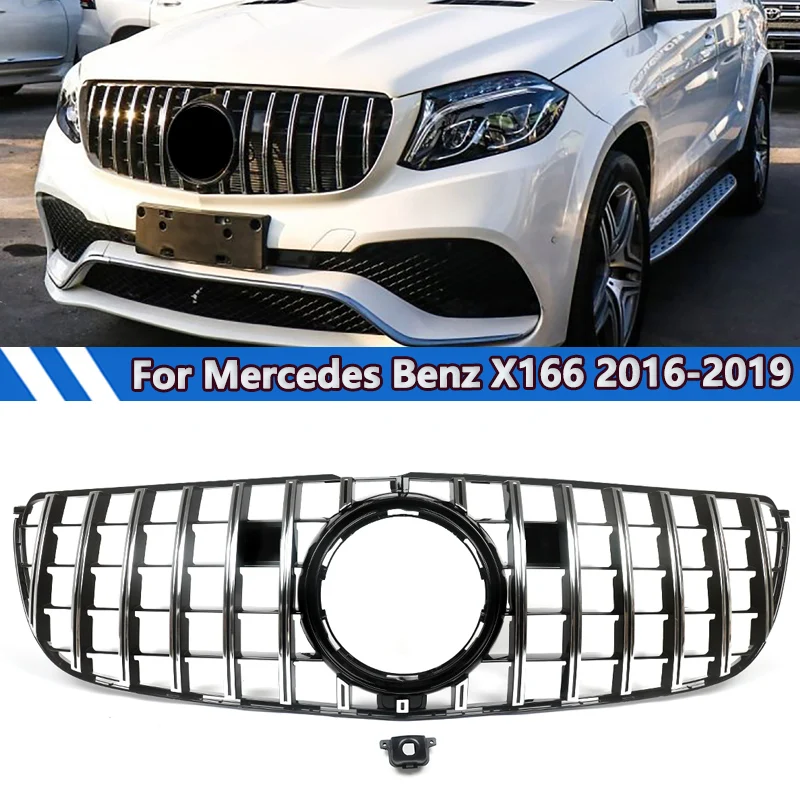 SAIQINGSP Car Accessories Tools GT Style Grille Chrome+Black/Glossly Black For Mercedes-BenzGLSClass X166 2016-2018