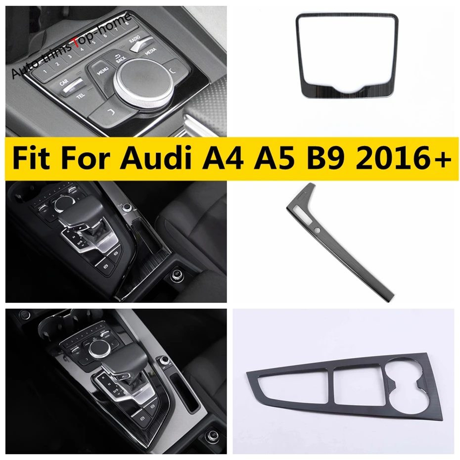 Center Gear Box Shift Panel Console Multimedia Button Decor Frame Cover Trim Fit For Audi A4 A5 B9 2016 - 2021 Car Accessories