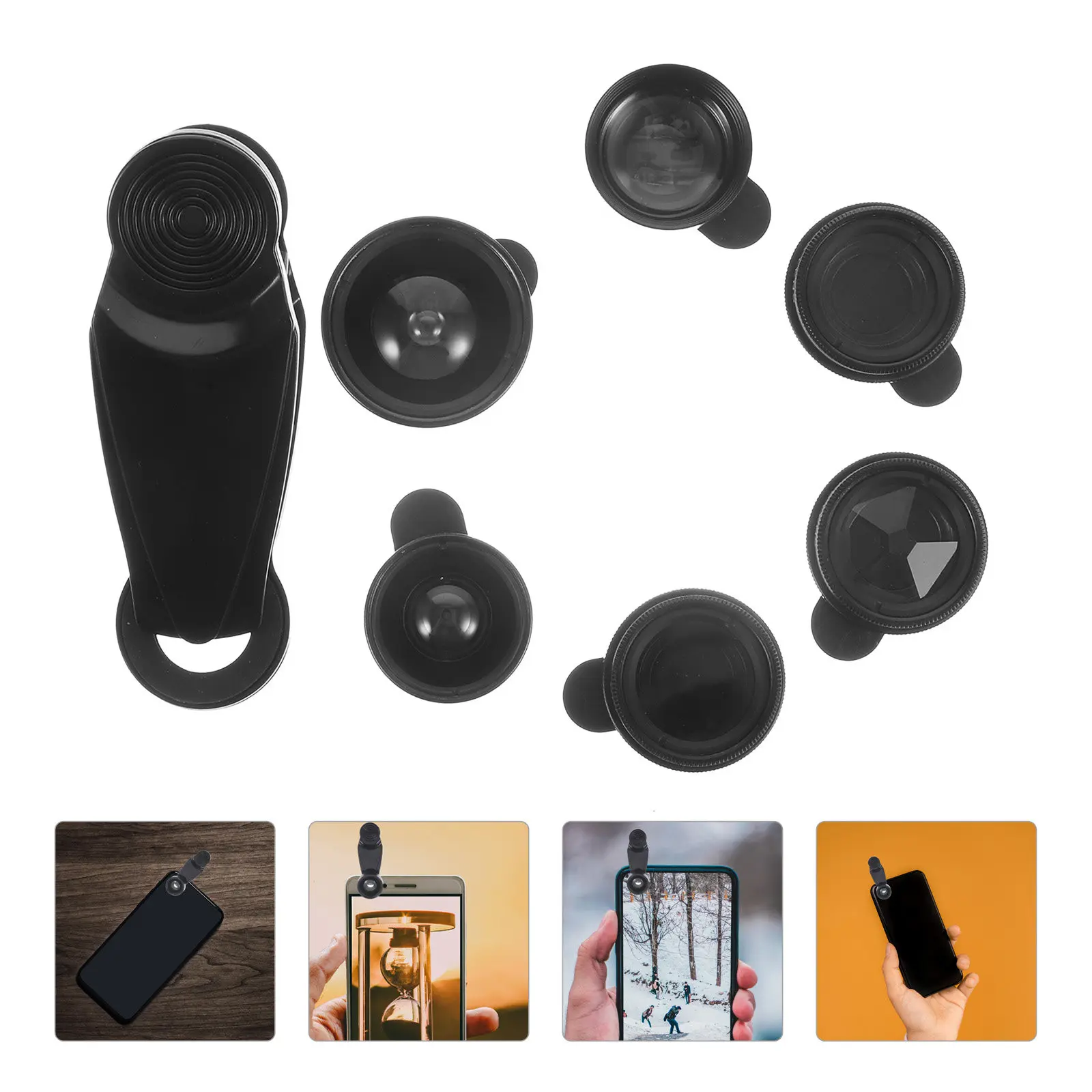 

7 in 1 Phone Lens Set Aluminum Alloy Telephoto Wide Angle Macro Fisheye Universal External Smartphone Camera Lens Professional