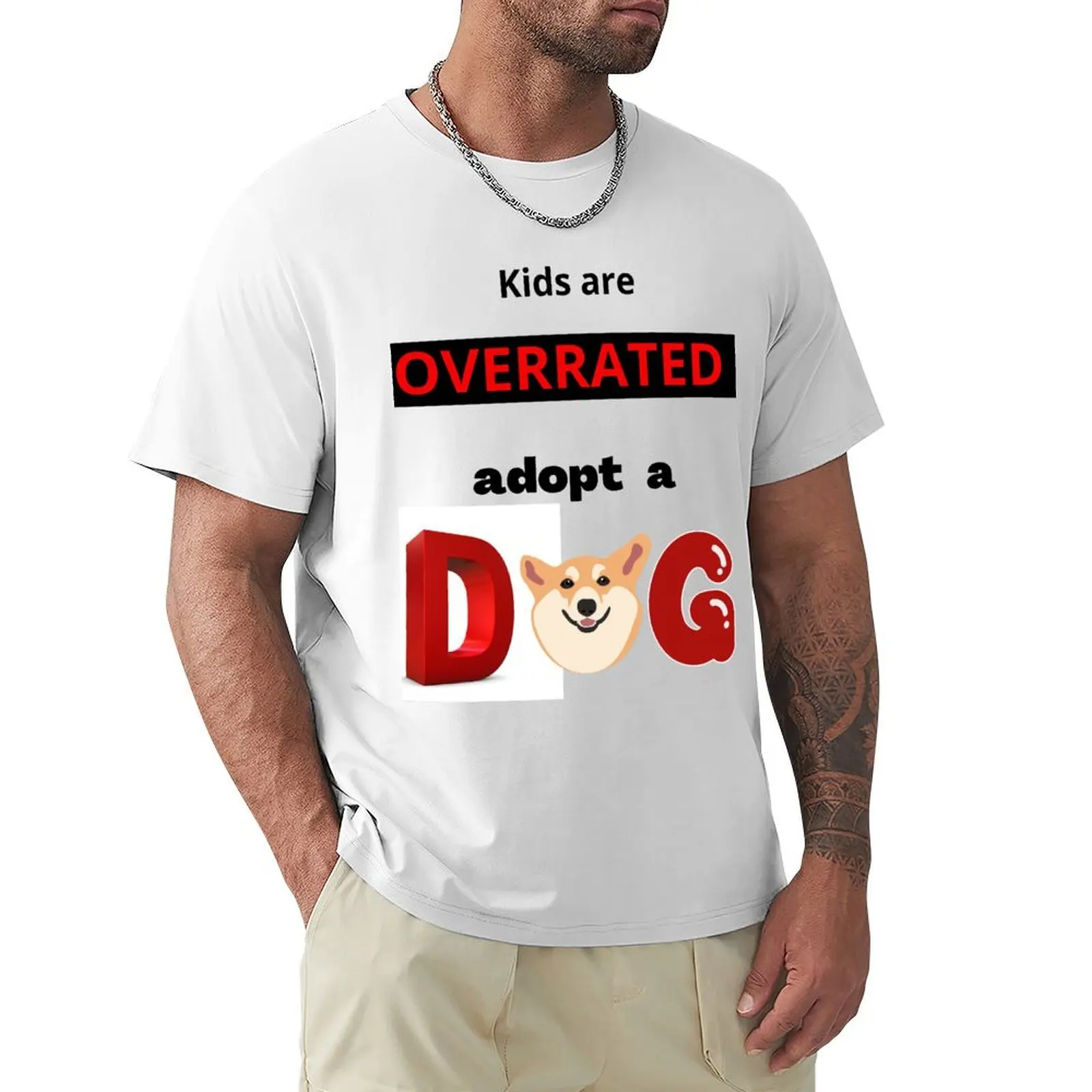 Kids Are Overrated Adopt A Dog T-shirt sweat sublime anime clothes Aesthetic clothing designer t shirt men