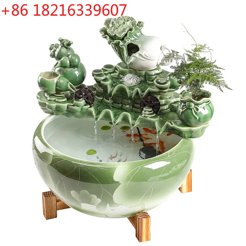 YAO ceramic household small goldfish tank large fish basin living room humidification decoration landscaping