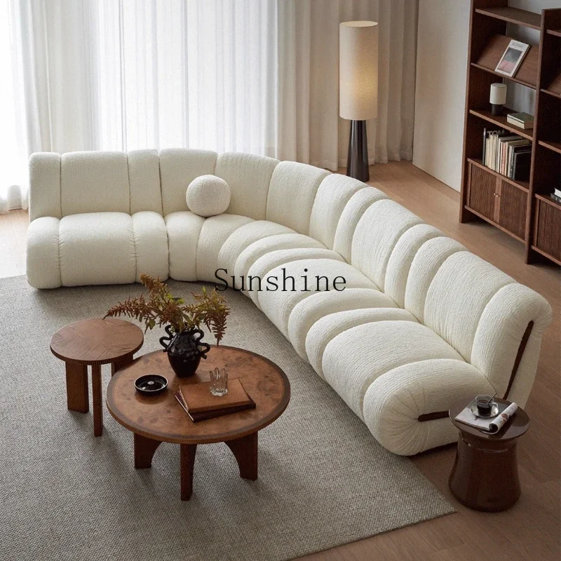 Italian minimalist cream style module sofa living room, straight row fabric living room small apartment