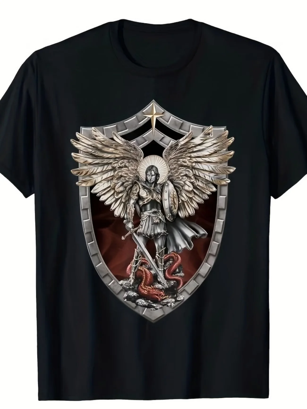 Men's T Shirt Saint Michael the Archangel Tee Casual Cotton Streetwear Oversize Casual O-Neck Novelty Graphic summer Clothing