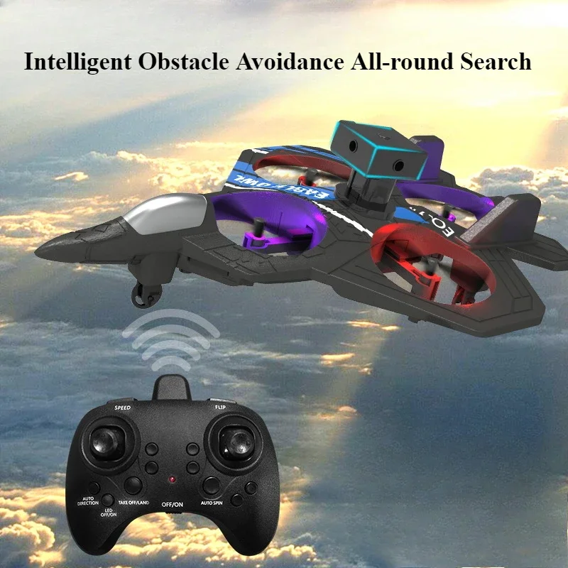 Obstacle Avoidance RC Aircraft Drop Resistant Children Battle Toy Plane High End Stunt Quadcopter One Click Hovering Fighter Jet