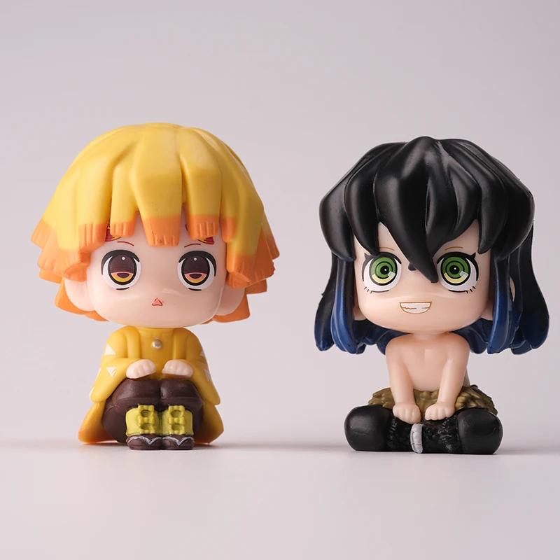 6 Stuks Set Anime Action Figure Demon Slayer Speelgoed Q Versie Zitten PVC Beeldje Pop Kinderen Kerstcadeaus