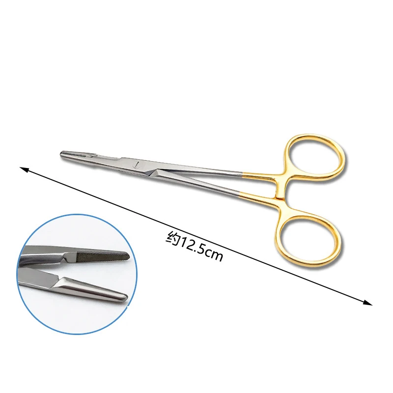 คีมจับเข็ม คีมเสริมความงาม ด้ามจับสีทอง มัลติฟังก์ชั่น พร้อมกรรไกร 12.5 ซม.14 ซม