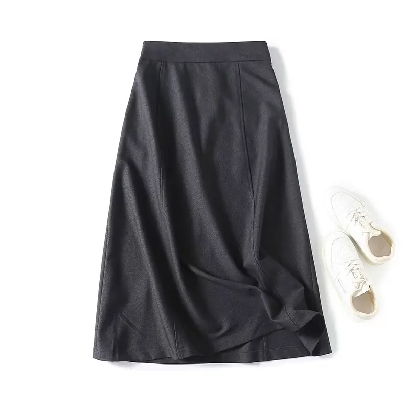 

Jenny&Dave British Women Minimalist Retro Women's Skirts Ladies Elegant 2024 SS High Waisted Gray A-line Skirt