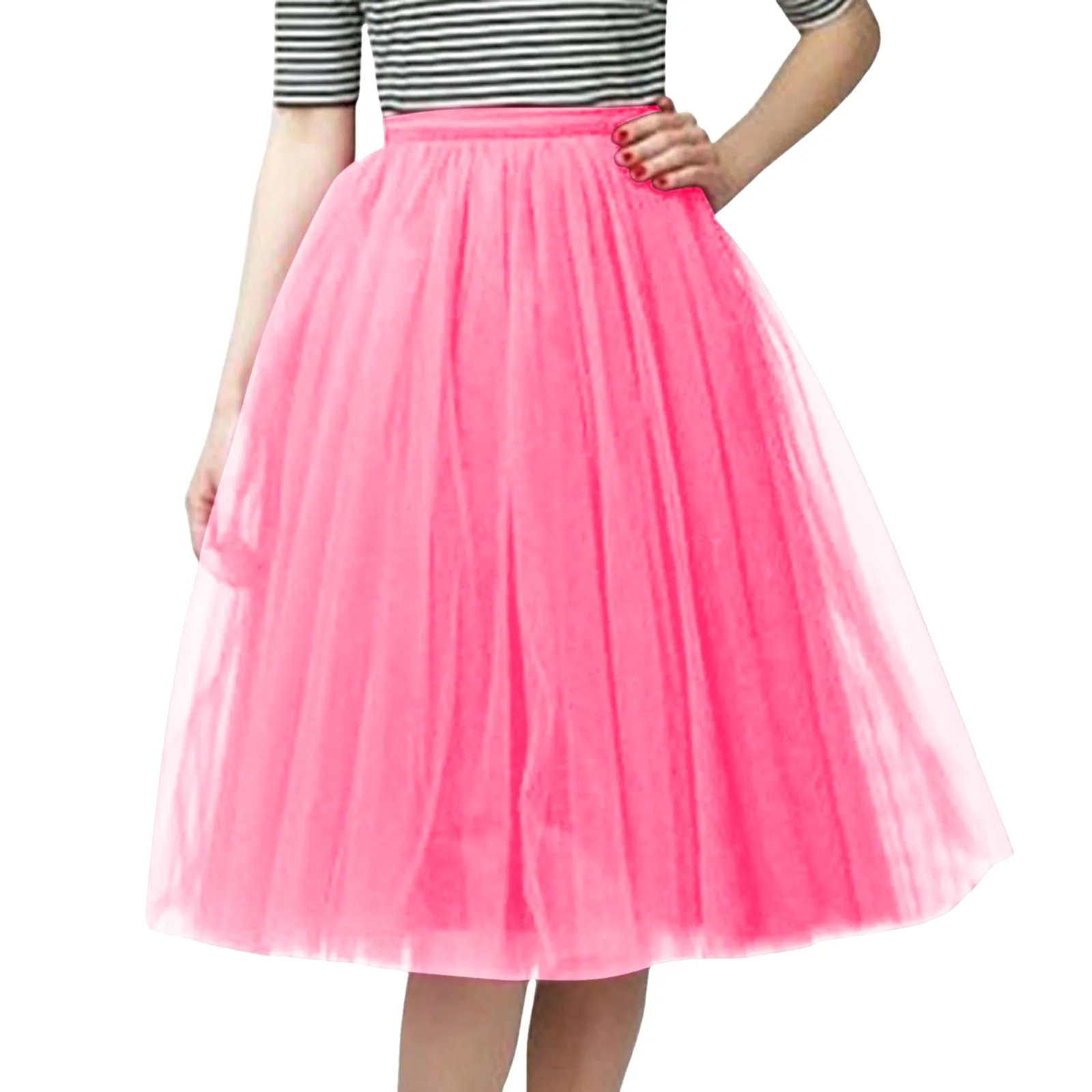 

Knee High Pettiskirt For Women Mesh Tulle Tutu Ball Dancewear Half Skirt Carnival Birthday Party Princess A-Line Pleated Skirts