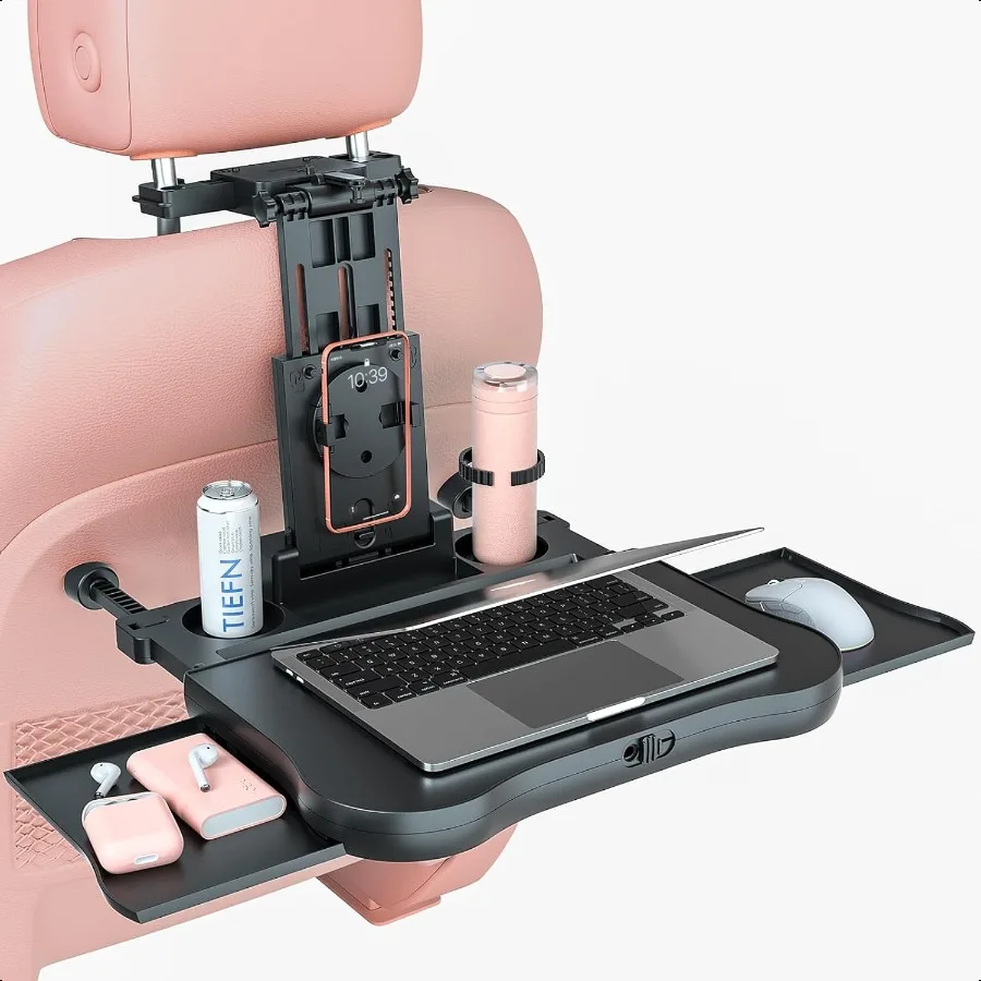[Upgraded] Car Seat Table with Expandable Tray Car Desk for Laptop Car Backseat Mount Car Trays for Eating with NonSlip Pad Pho