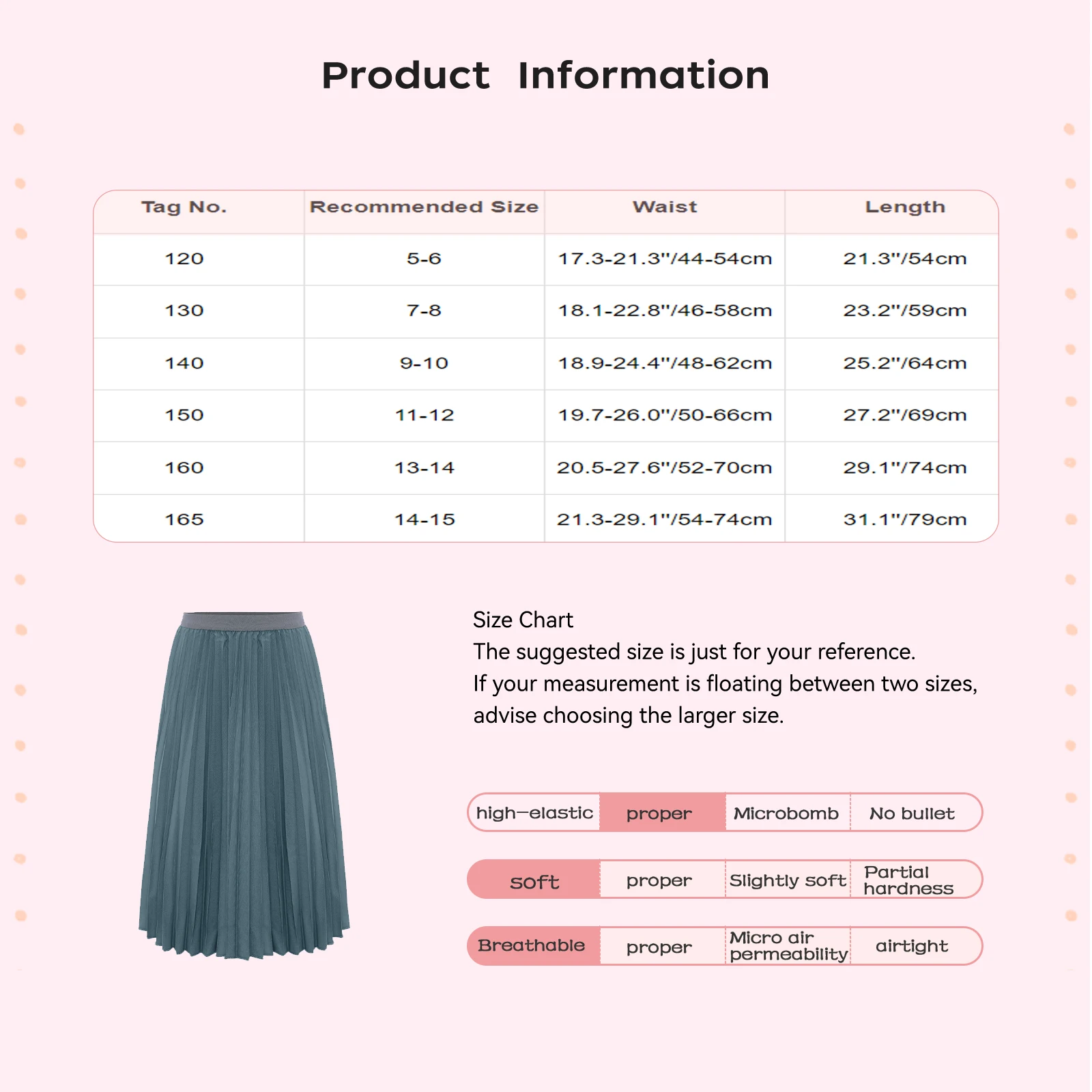 Maxirok voor kinderen, meisjes, hoge taille, elastische taille, effen kleur, A-lijn, geplooide rokken met voering voor verjaardagsfeestje, vakantie, strand