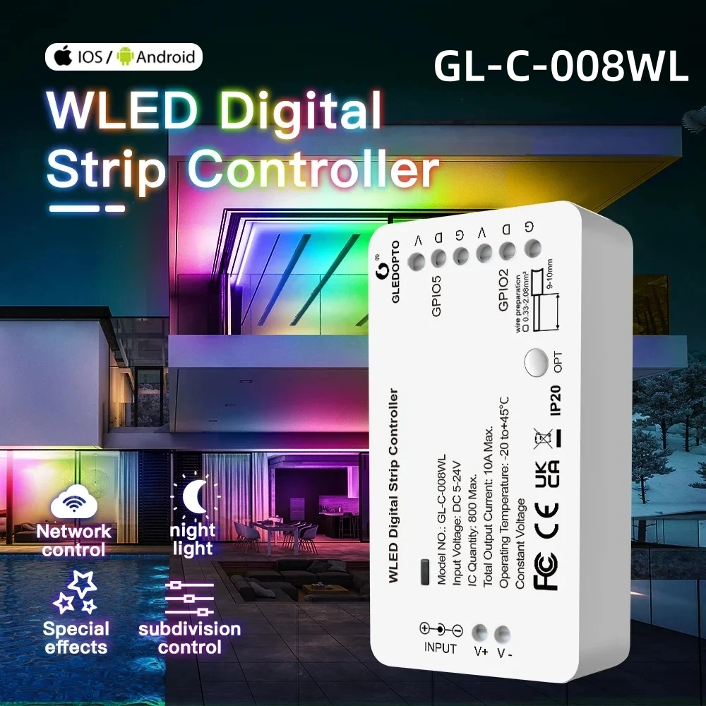 DC5V-24V ESP WLED Digital Strip Controller Supports WS2811 SK6812 WS2812B RGB RGBW Wifi APP DIY Pixel Modules Panel Controller