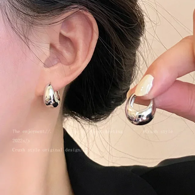 

XINYI 925 Sterling Silver Vintage Gold Round Earrings For Women Trendy Earring Jewelry Prevent Allergy Party Accessories Gift