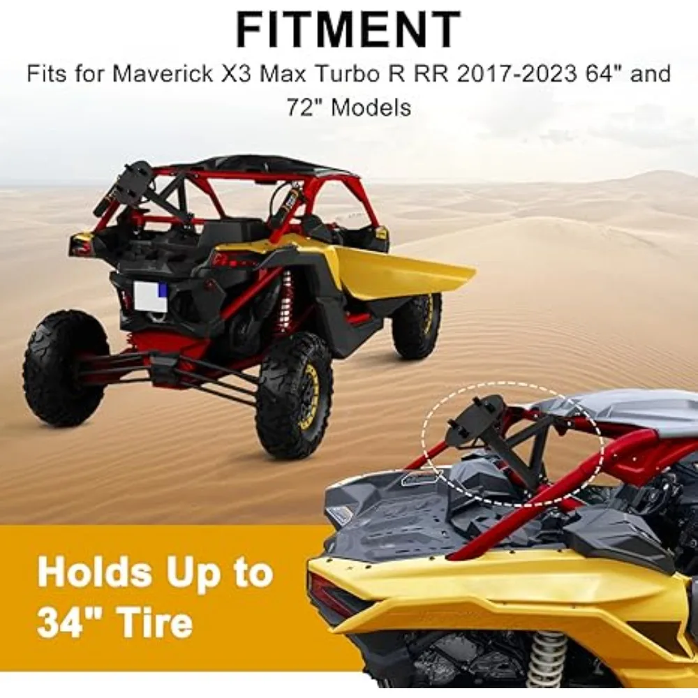 Maverick X3 Spare Tire Carrier Holder Mount UTV Spare Tire Bracket for Maverick X3 Max Turbo R RR 2017-2023 64