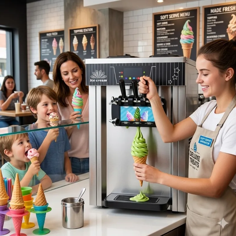 Ice Cream Vending Machine Self Service Commercial Soft Serve Maker Frozen Yogurt Equipment for Mall Food Court