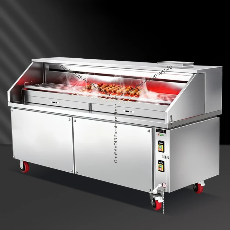 

Commercial Mobile Smokeless Charcoal BBQ Grill Cart with Oil Smoke Purification System Eco-Friendly Outdoor Barbecue Stove JT40