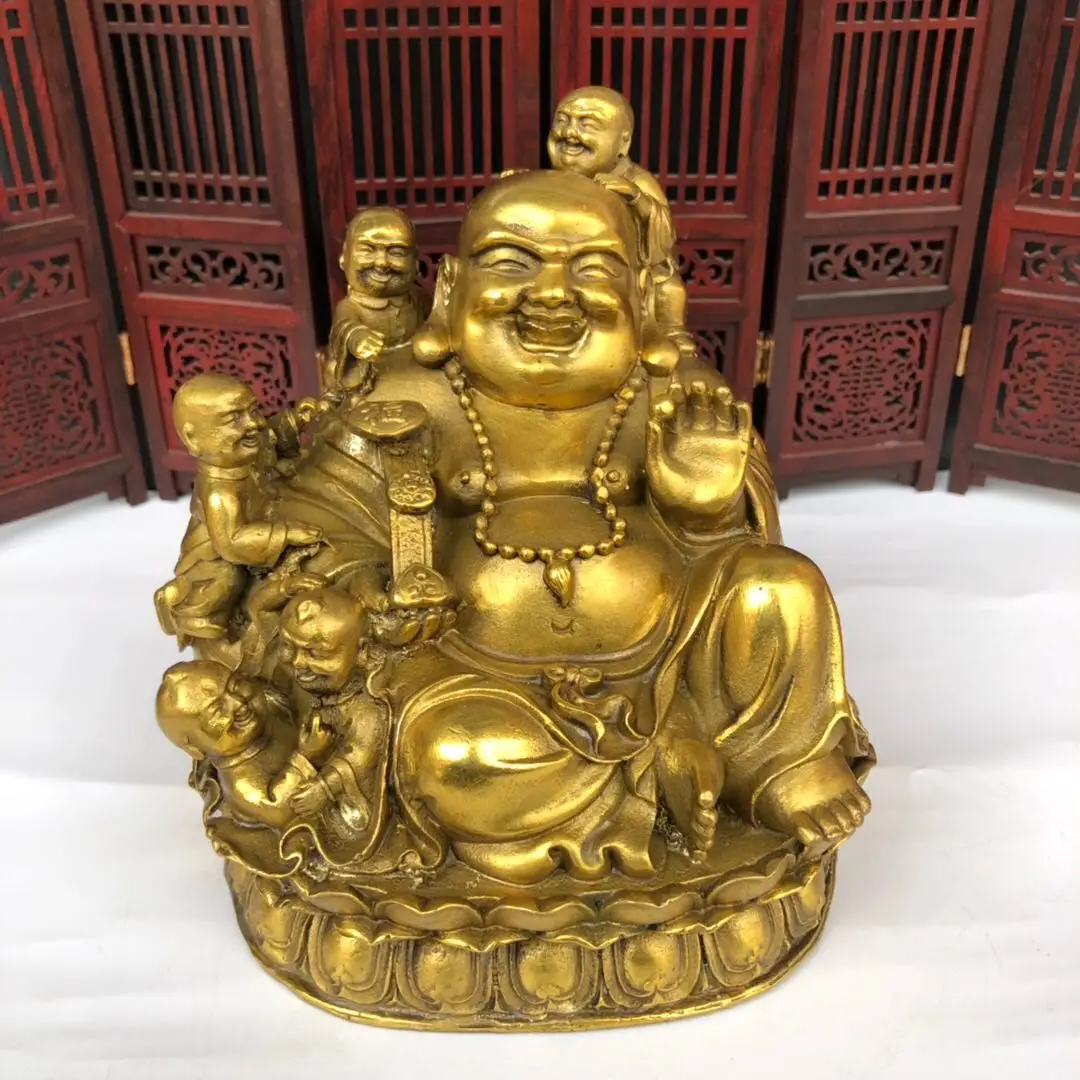 

Pure copper Maitreya Buddha's five sons ascend imperial wealth through home Maitreya Buddha's five sons send blessings statue