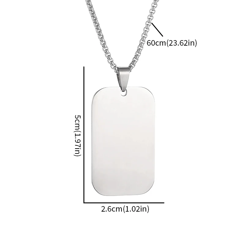 Hot Sale Pendant Smooth Plate Tag Men Retro Necklace Jewelry