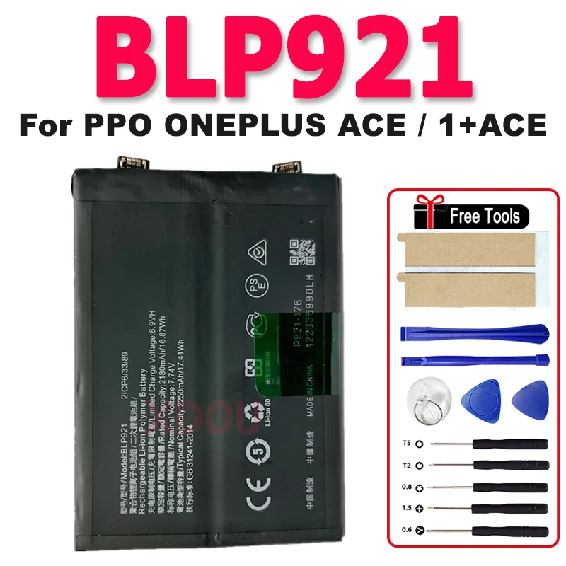 

Brand-New BLP921 Replacement Battery For OPPO ONEPLUS ACE / 1+ACE Repair Part Capacity Phone Batteries + Free Tools