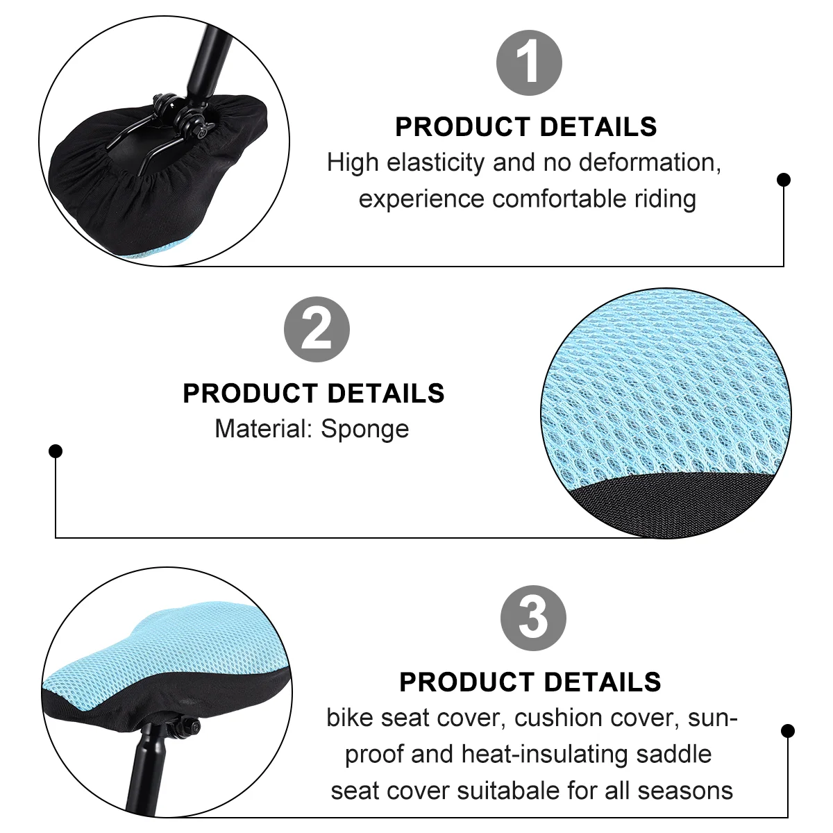 Breathable 3D Mesh Bike Seat Covers Sun Block Seat Covers Bike Accessories Bike Saddle Cover Honeycomb Bike Seat Cover