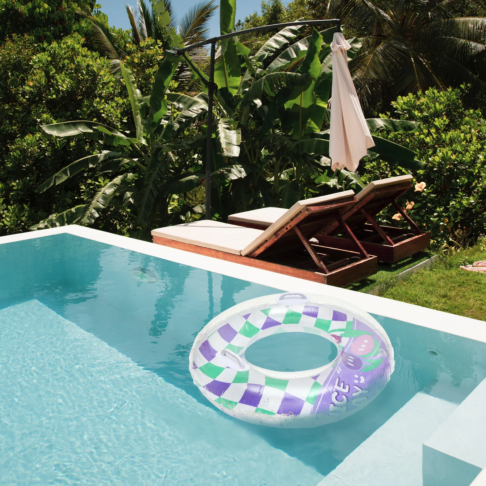 

Inflatable Swimming Ring Flower Sequin Glitter Design Durable Portable Float For Pool Beach Party Summer Swim Accessory Adults