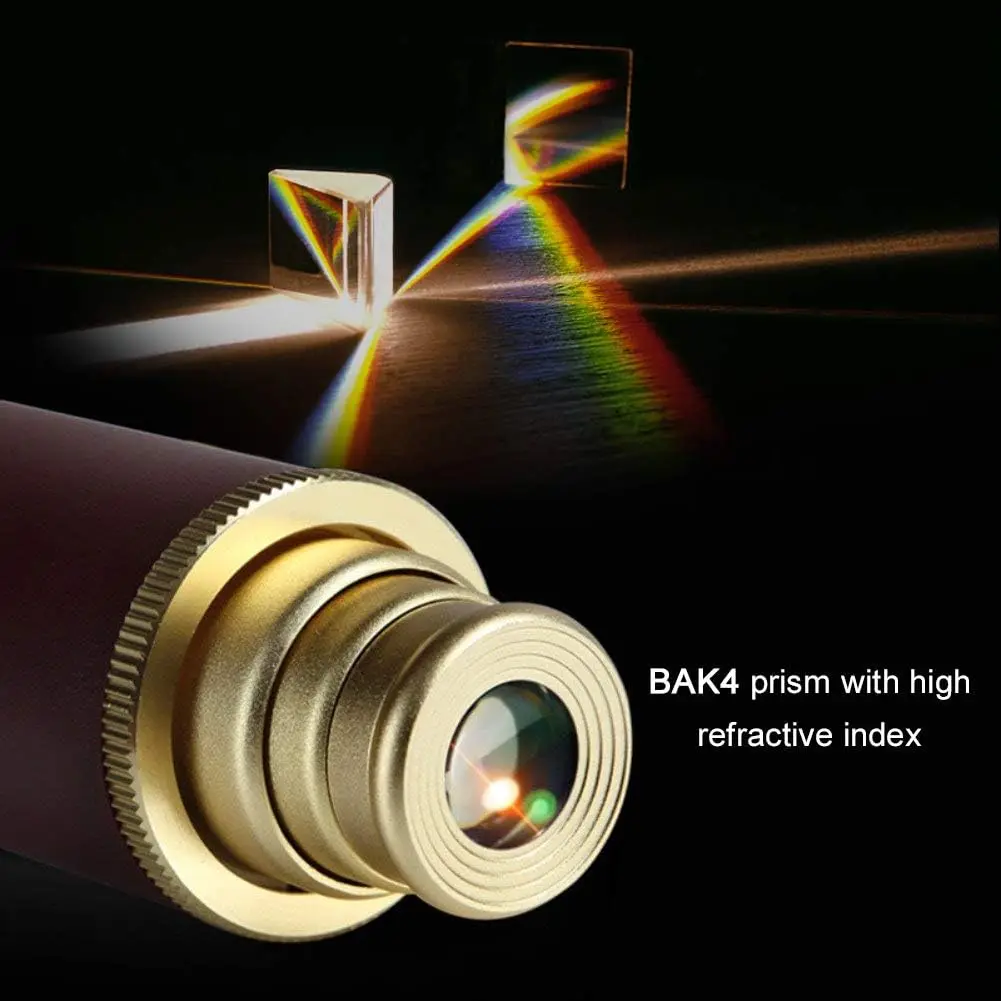 Retro Pirate Telescope Zoomable 25x30 Pocket Monocular Collapsible Captain Jack's Spyglass Handheld Vintage Telescope for Kids