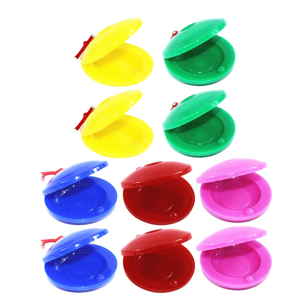 Castañuela de educación Musical para niños, instrumento de plástico duradero, colores brillantes, seguro para niños pequeños, juguete de castañuela, 10 Uds.