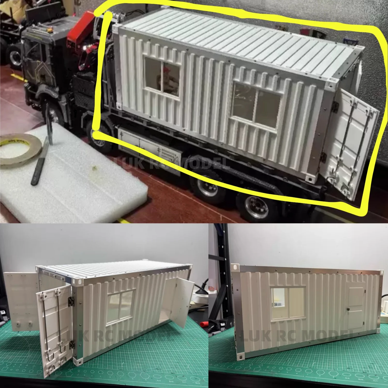1/14 3D Printing 20ft T20ft Container House Unpainted Simulation Model For HHTrailer TAMIYA Tractor Truck Loader DIY Part Modify