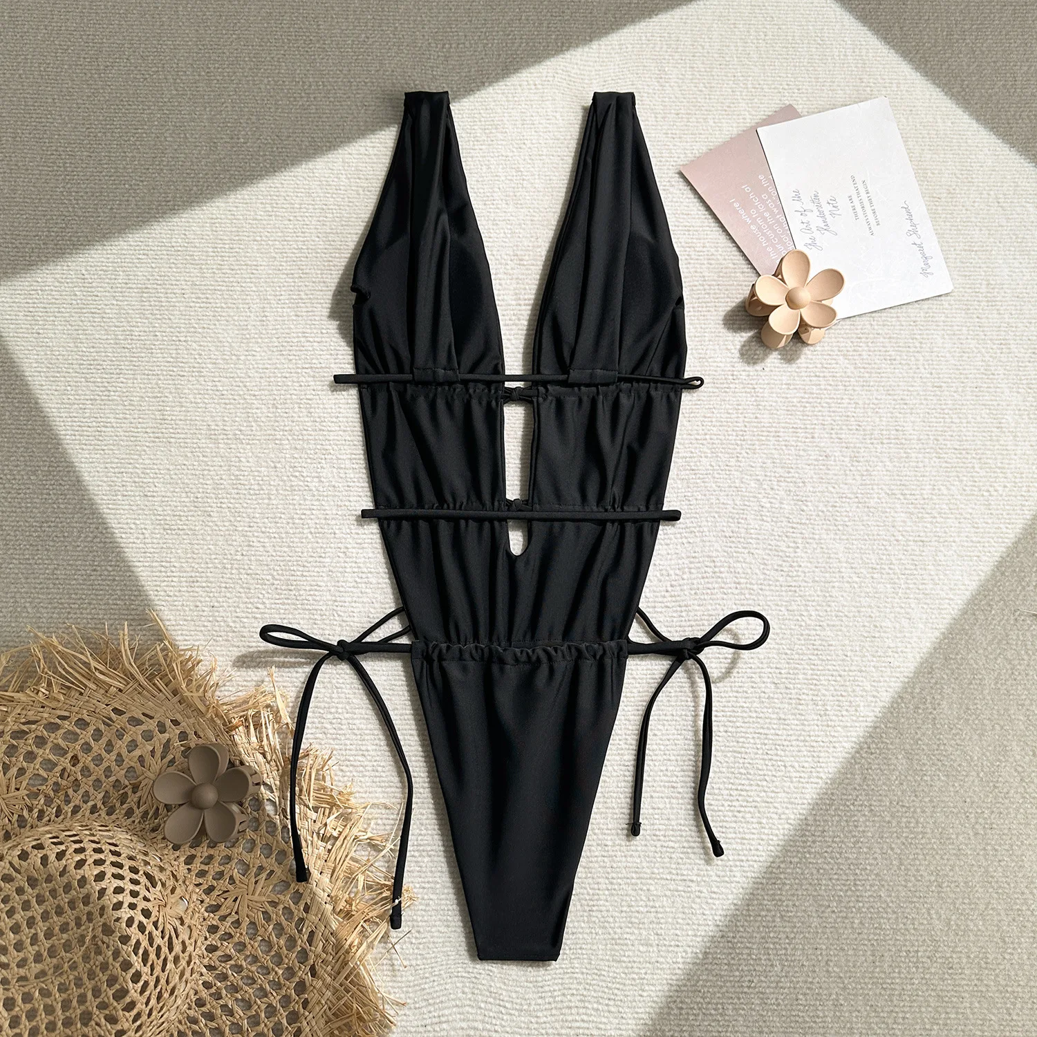 Maillots de bain bandeau froissés sexy une pièce cravate devant bikinis pour femmes maillots de bain maillot de bain tenues de plage body tankini
