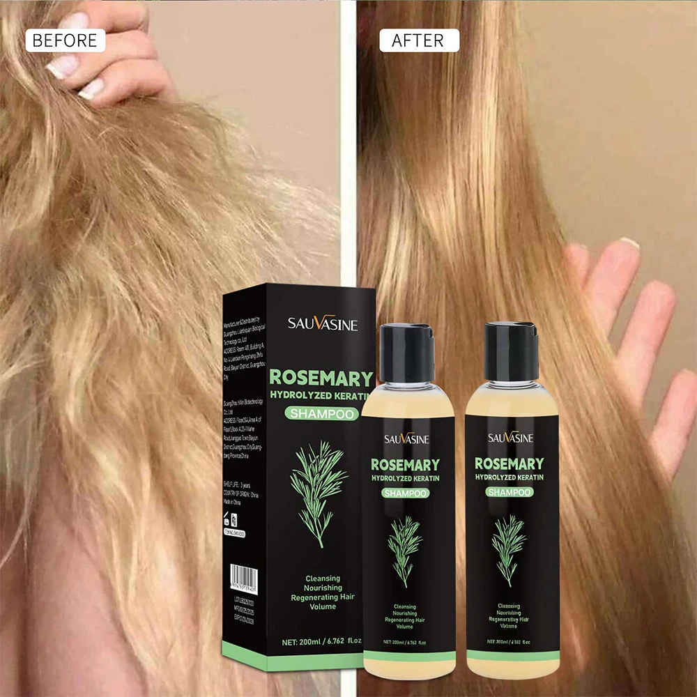 

200 мл органический шампунь с розмарином для роста волос, натуральный шампунь для утолщения и укрепления волос с гидролизованным кератином для ухода за волосами