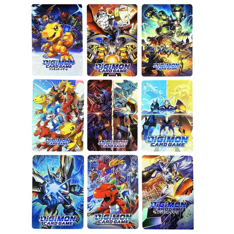 9 unids/set Digimon Adventure Agumon Piyomon Patamon DIY tarjeta Flash de Color hecha a mano juego de Anime tarjeta de colección juguete de regalo
