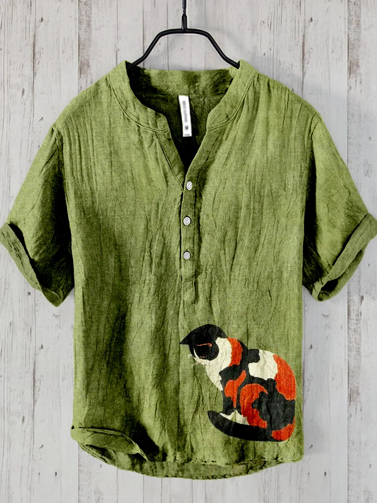 2025 Henry Shirt Heren Casual T-shirt met korte mouwen Bloemenprint Kleding Vakantiekleding Oversized mannelijke zomer nieuwe top