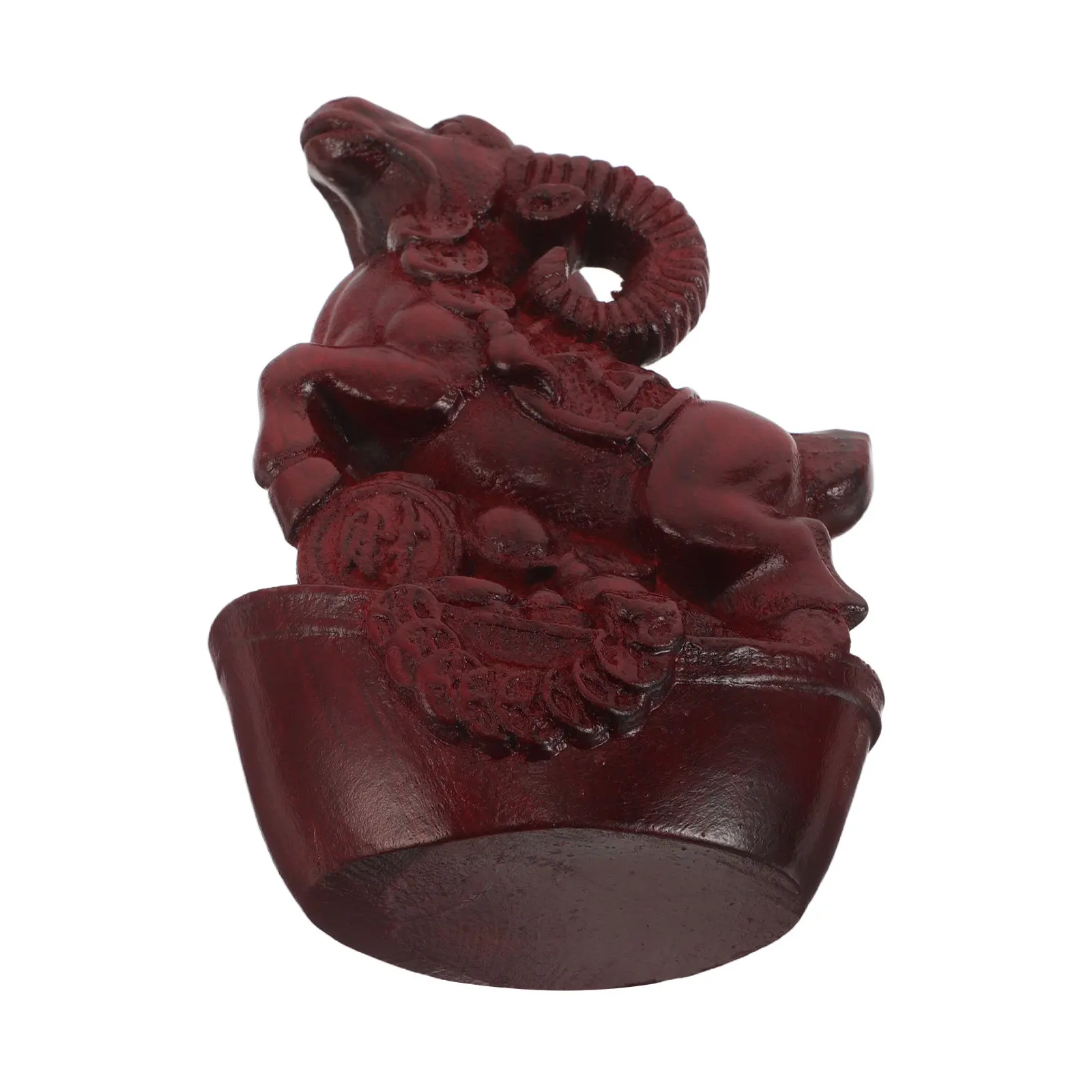 Year of The Goat Statue Hand Carved Wooden Sheep Sculpture Lucky Wealth Lamb Decor Solid Wood 4.6x3.3 Inch Feng Shui Zodiac