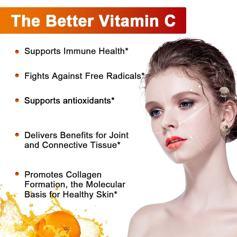 Vitamin C + Zinc Capsules - Immune System Booster Antioxidant Helps Improve Skin Brightening Supports Cellular Energy Production