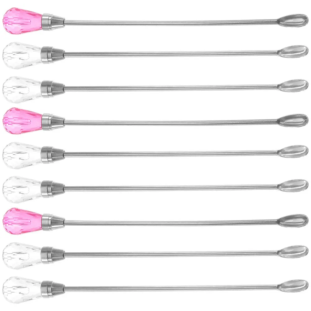 9Pcs Metal Pigment Stirring Rod Spoon Set for Tattoo Ink Mixing Brow Powder Blending Painting Glue Stirring DIY Salon Use