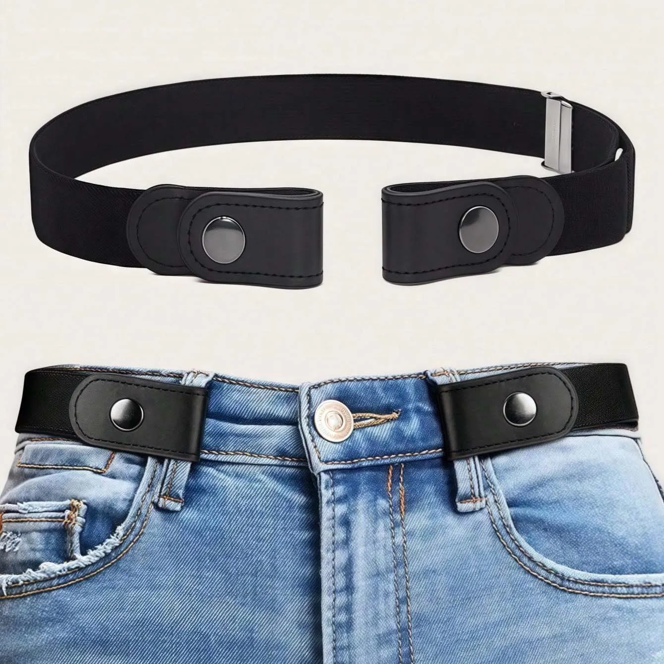 Lazy Man Belt - Stretchy and High-Energy Elastic Invisible Belt - Perfect for All Types of Jeans - Waist-Curving Essential