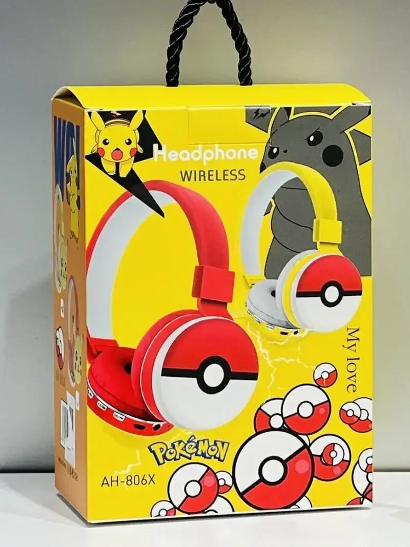 Pokemon Pikachu auriculares Bluetooth auriculares inalámbricos Anime dibujos animados auriculares estéreo con micrófono Hottie regalo de Navidad